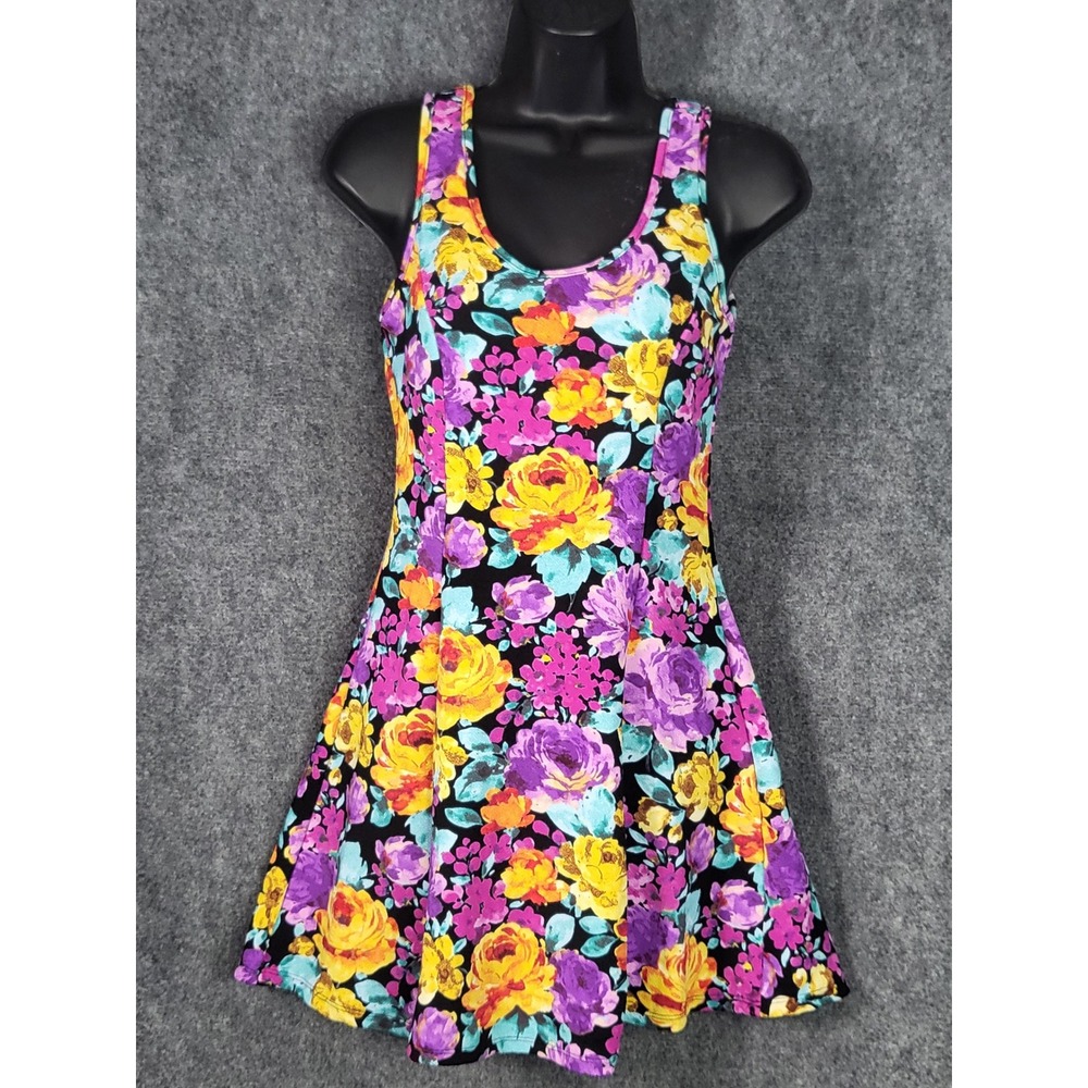 Papaya Floral Print Dress Sleeveless Multicolor Mini Sun Dress Sz‎ M Cottagecore